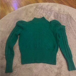 LOFT Puff Sleeve Green Women's Sweater